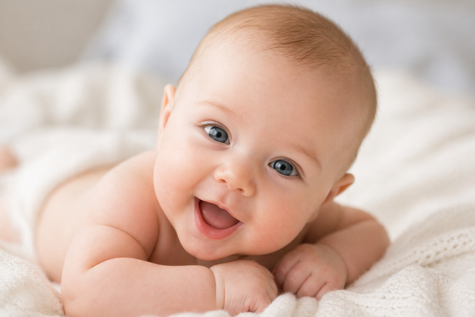A happy baby smiling